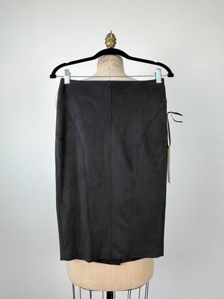 Charcoal Faux Suede Pencil Skirt (2 &amp; 4)