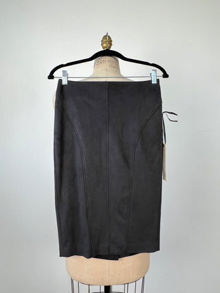 Charcoal Faux Suede Pencil Skirt (2 &amp; 4)