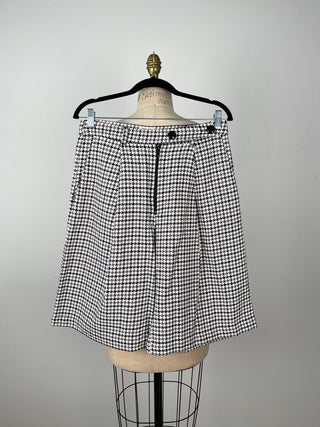 Houndstooth cotton tailored shorts (M)