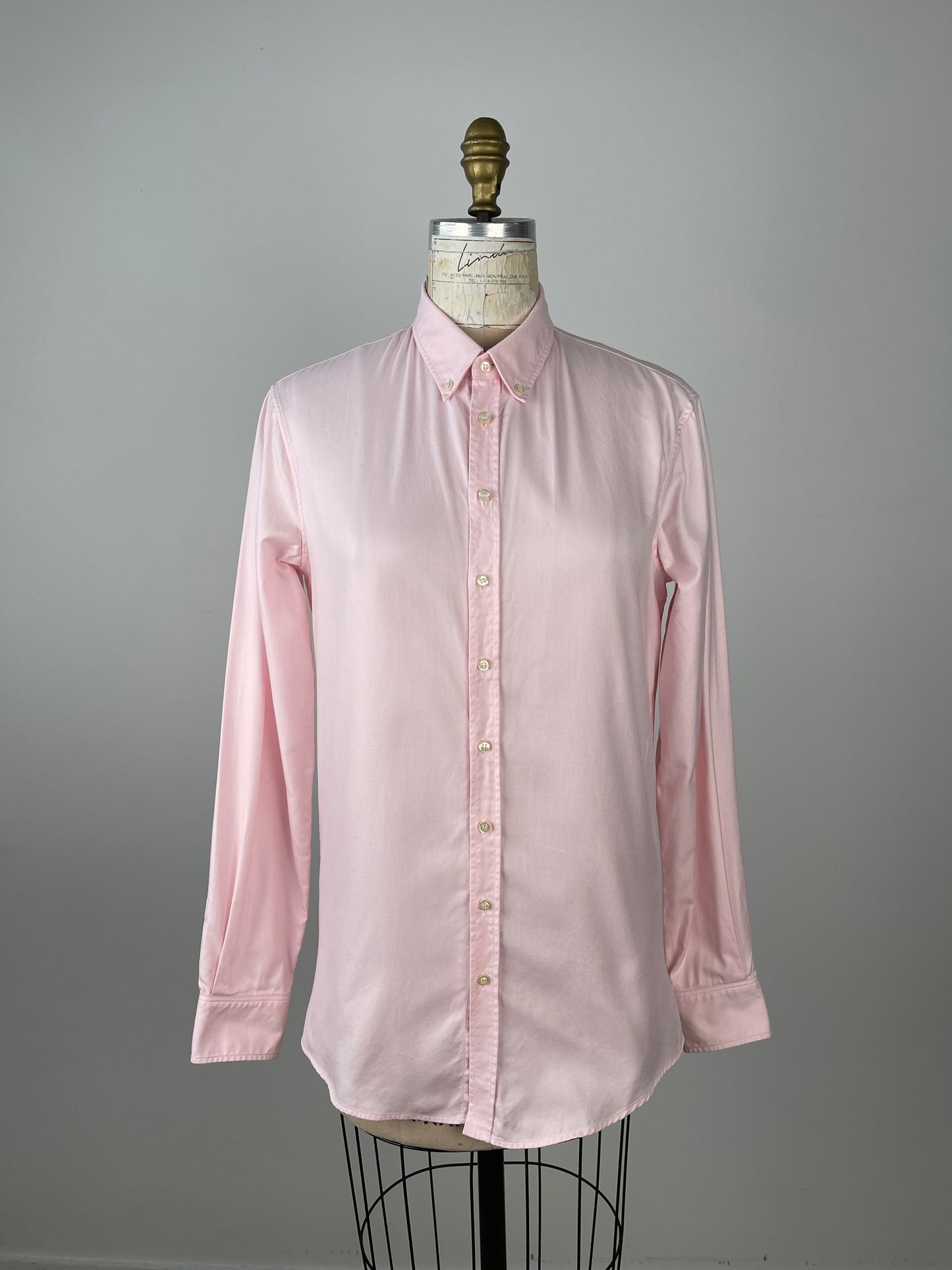 Chemise homme en coton surpiqué rose (M)