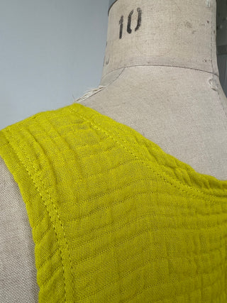 Robe trapèze lime à texture gaufrée (S)