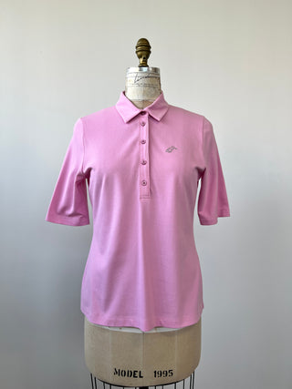 Powder pink polo sweater in stretch cotton (10)