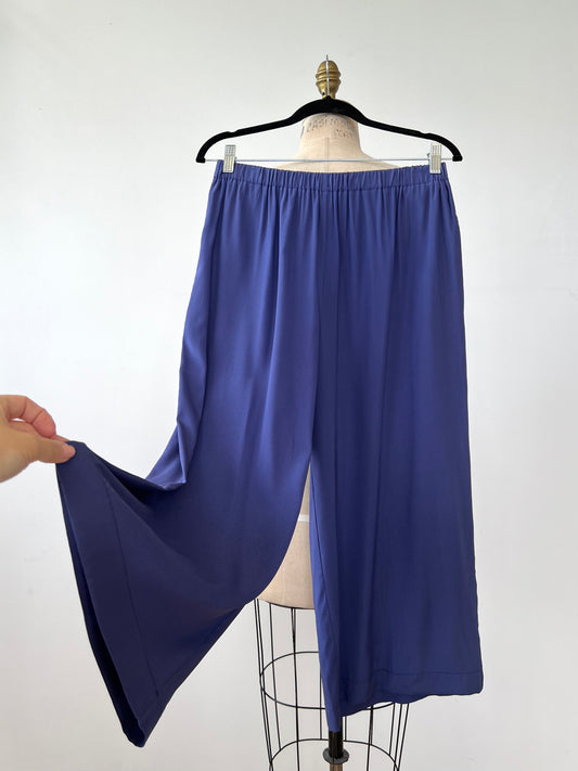 Pantalon fluide en soie bleu (8)