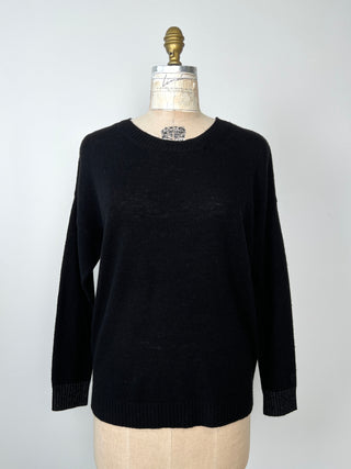 Black pure cashmere sweater with glittery cuffs (S)