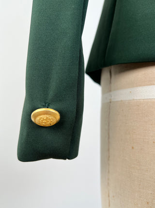 Blazer cintré vert satiné (2)