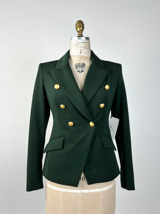 Blazer cintré vert satiné (2)