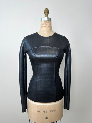 Metallic Neptune Blue Fitted Sweater (XXS)