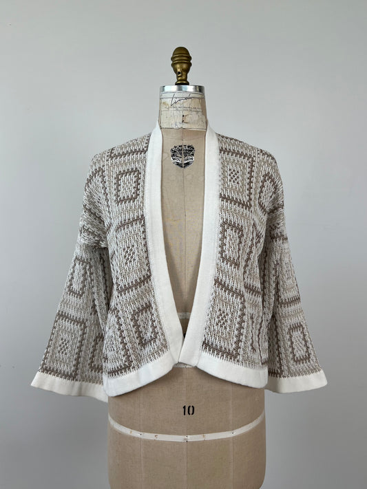 Veste en tricot crème à jacquard scintillant (S-L-XXL)