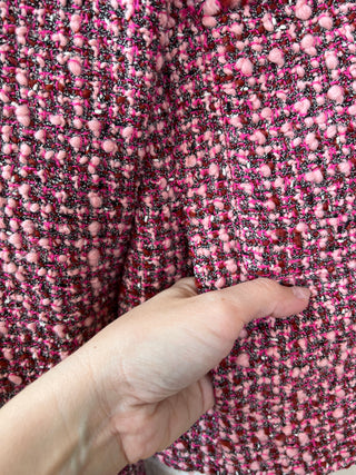 Veste courte façon Chanel en tricot rose panaché  (10-14)