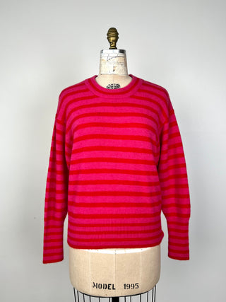 Fuchsia and red striped knitted sweater (4 to 12)