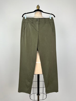 Khaki stretch boyfriend pants (6 and 14)