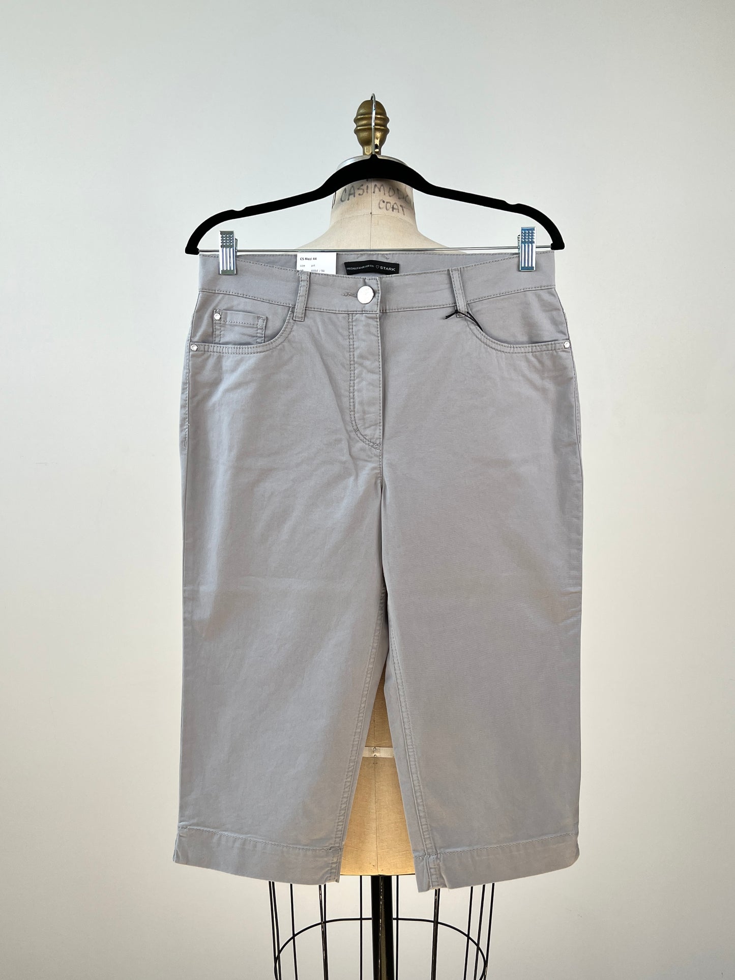 Pantalon corsaire gris en coton extensible lavable (6 à 16)