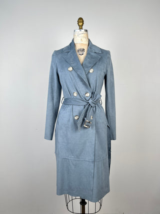 Slate blue peach skin trench coat (6 to 10)