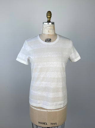 White T-shirt with glitter stripes (XS)