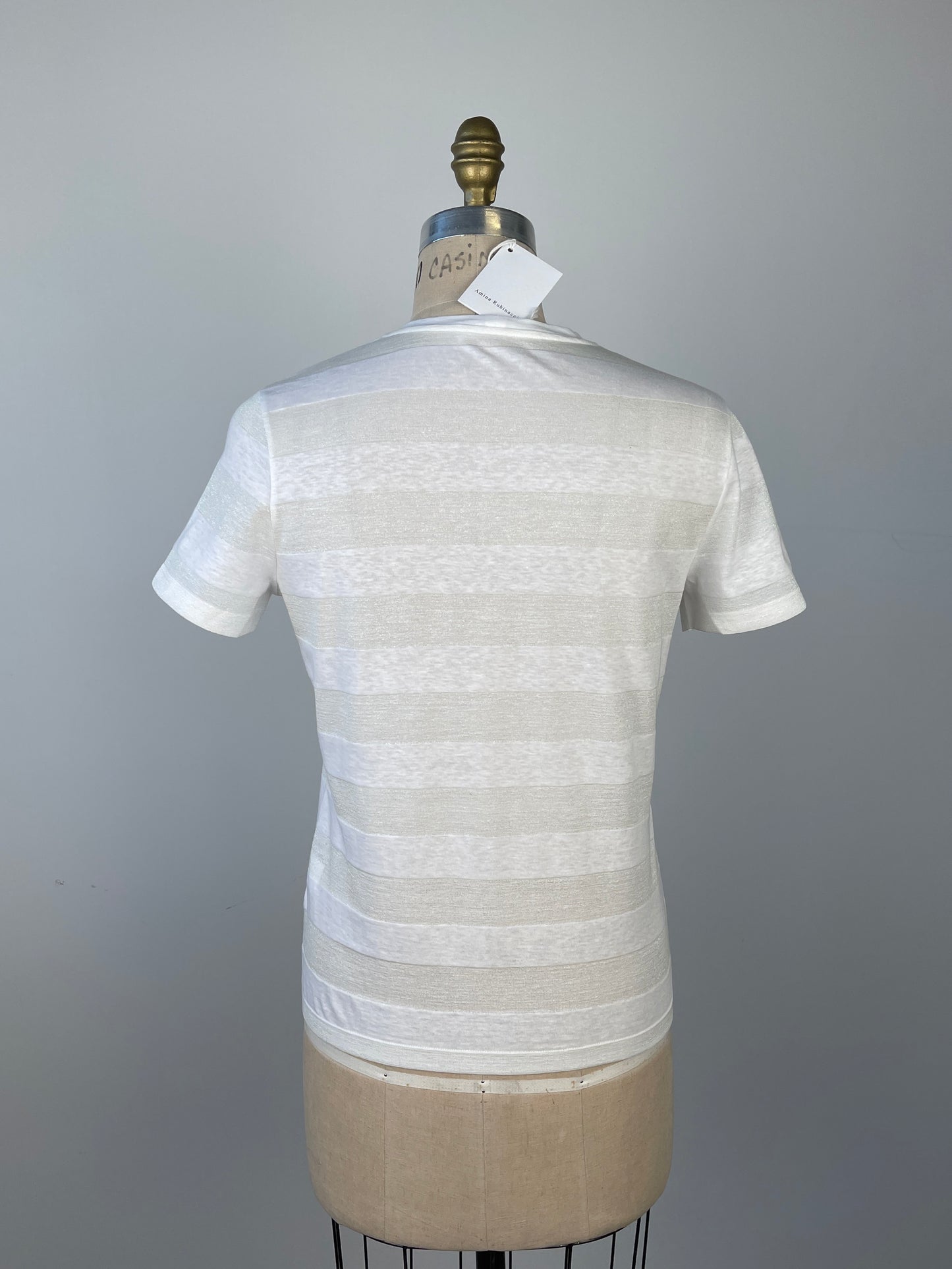 T-shirt blanc à bandes scintillantes (XS)