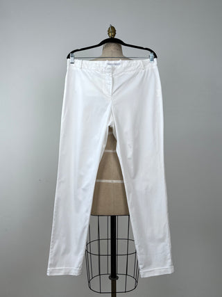 Pantalon cigarette stretch en coton blanc  (XS à M)