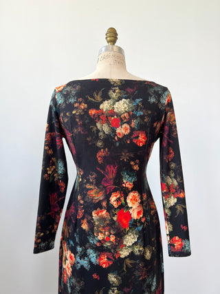 Black floral dress with twist detail (S)