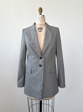 Blazer cintré prince de galles à frison (4/6)