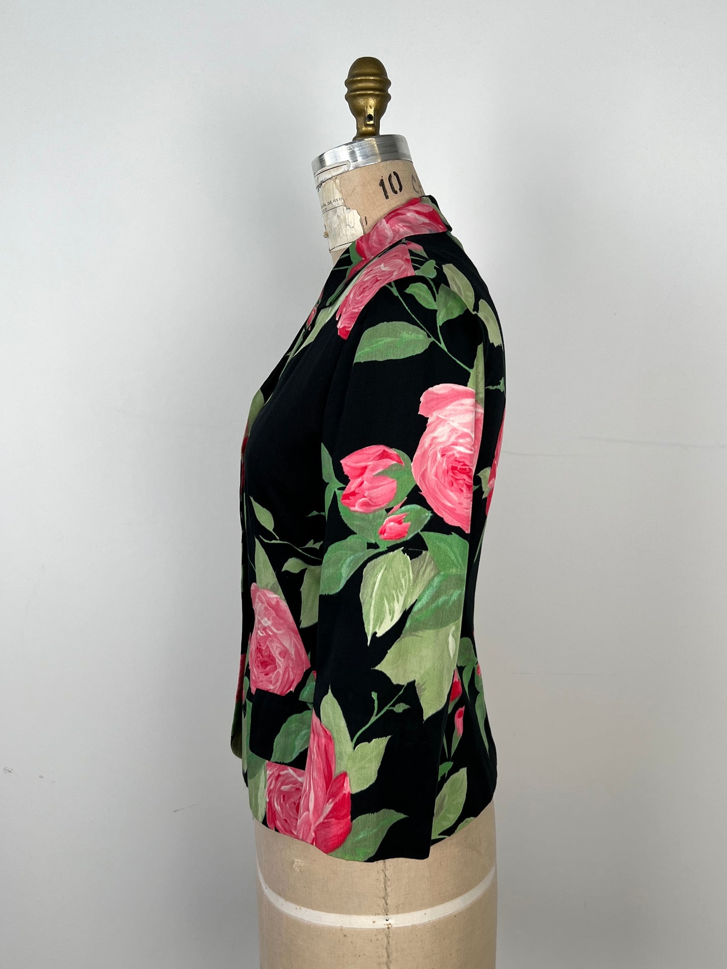 Blazer cintré noir à imprimé floral rose IMP* (XS)