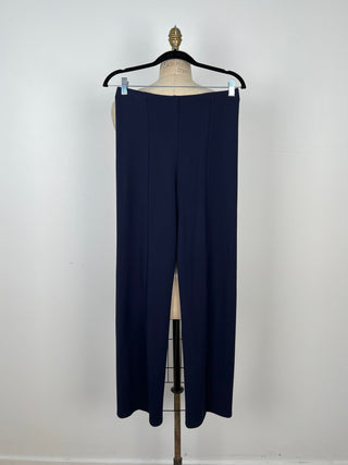 Navy chic slouchy pants with slit hems (M)