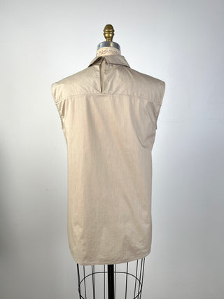 Oversized sand blouse with double-sided collar (6/8)