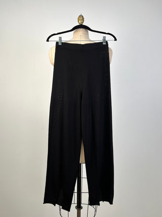 Black straight pants with slit hem (2 and 4)