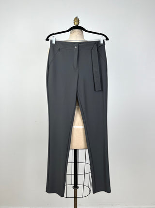 Pantalon cigarette en microfibre stretch anthracite (XS à XL)