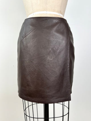 Chocolate leather wrap skirt (6 and 10)