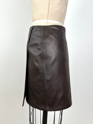 Chocolate leather wrap skirt (6 and 10)