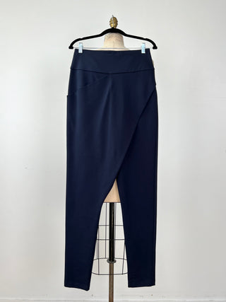 Navy wrap-effect pants (XS to L)