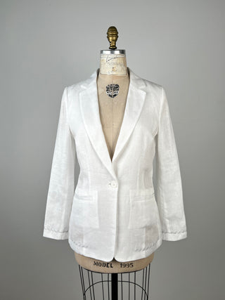 Blazer cintré recto blanc verso à rayures noires  (6/8)