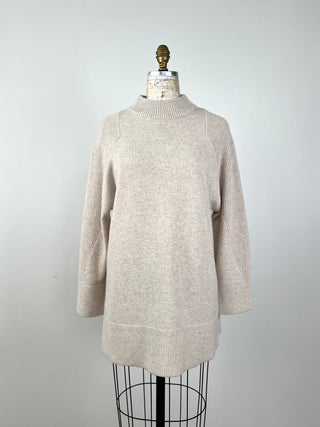 Long knit sweater in mottled cream (4-8-10-12-14)