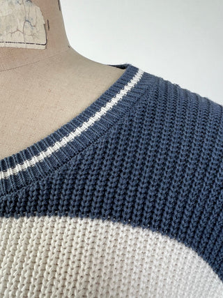 Chandail en tricot à rayures bleu et blanc (10+12 )