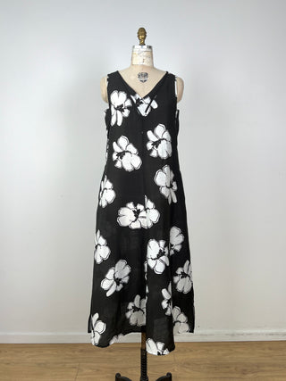 Robe florale noir et blanc (S+)