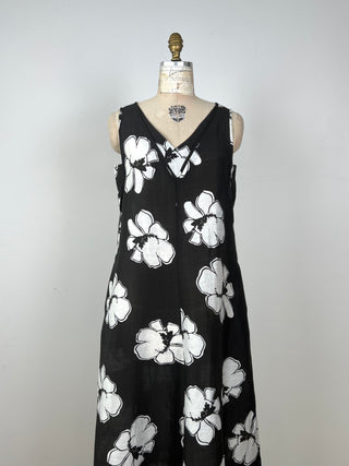 Robe florale noir et blanc (S+)