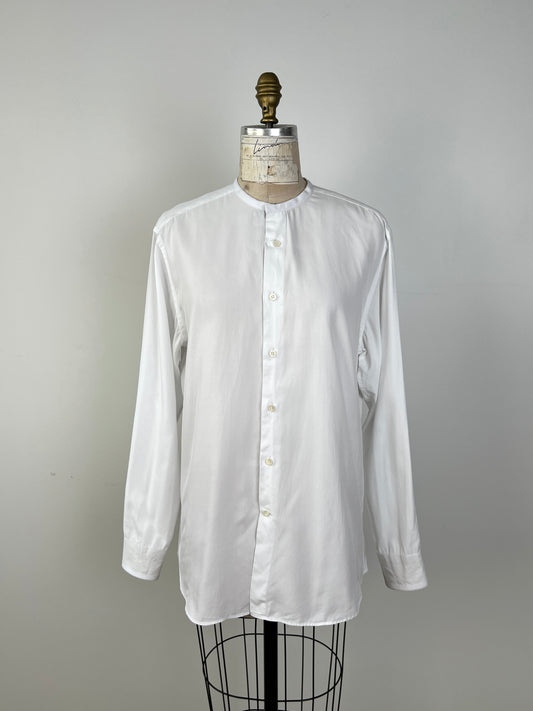 Chemise Homme à col rond en coton blanc  (M)
