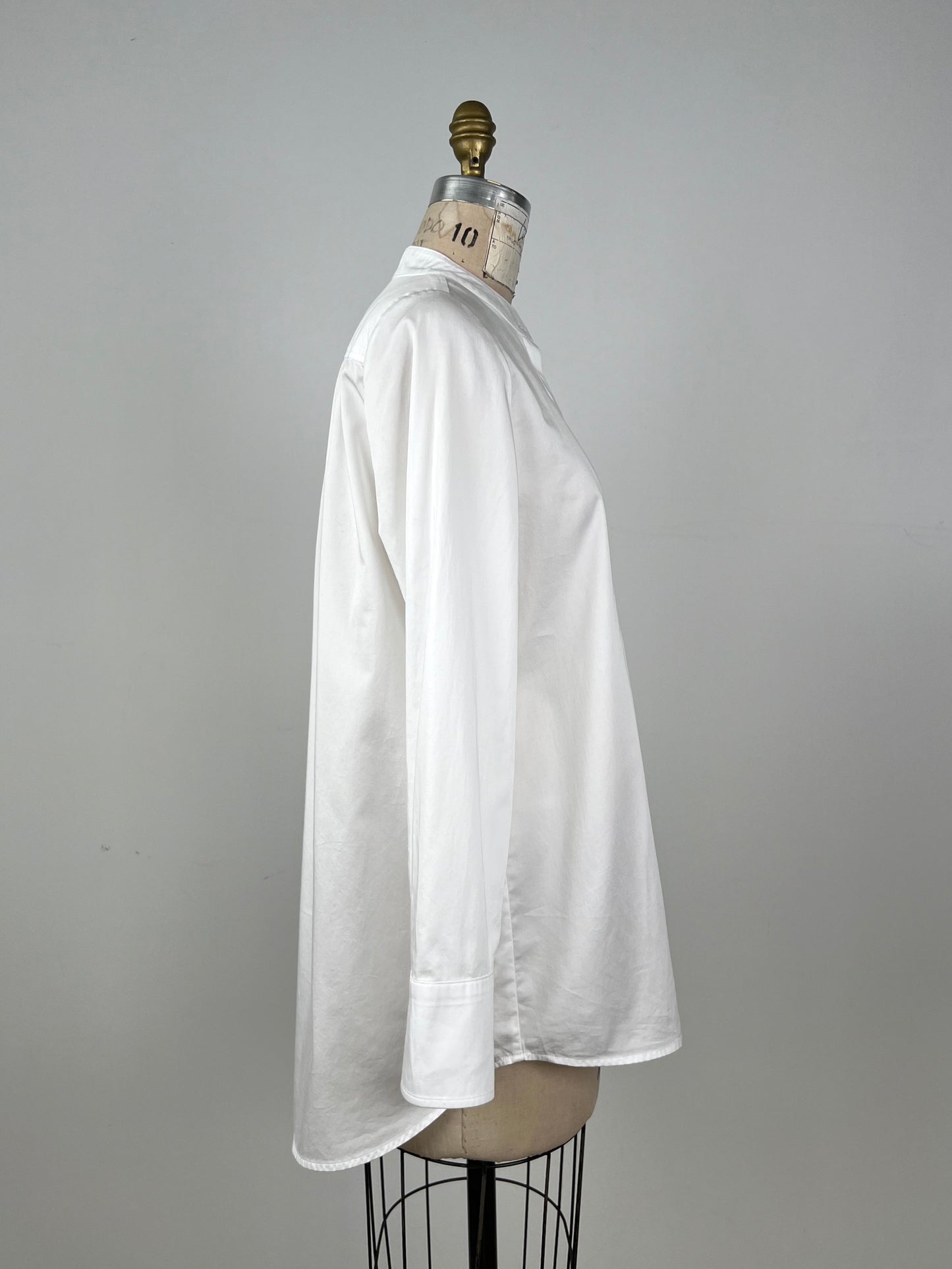 Blouse tunique à plastron en coton blanc lavable (6)