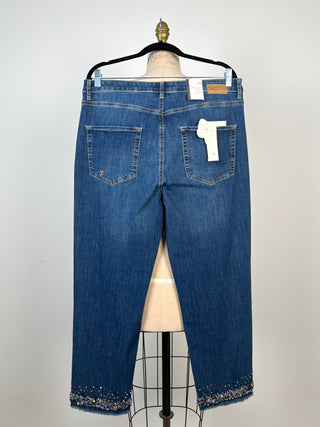 Straight denim pants with jewel hem (6 and 14)