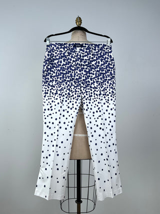 Pantalon bleu et blanc à dégradé de pois (8)