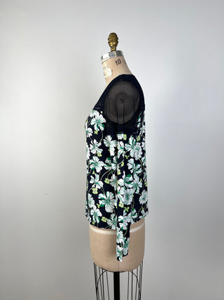 Green floral navy sweater with openwork detail (4+6)