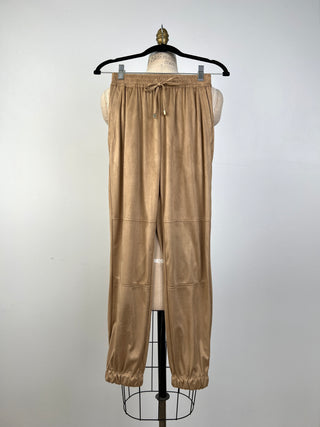 Pantalon jogger en faux suède camel (4+6)