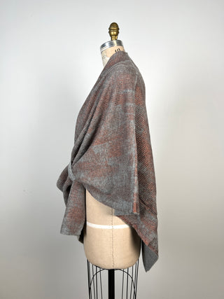 Poncho en tricot gris métallisé cuivré (TU)