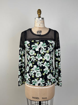 Green floral navy sweater with openwork detail (4+6)