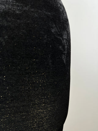 Black Velvet Pencil Skirt with Gold Glitter Stripes (XS/S)