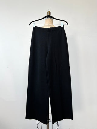 Pantalon à jambe large en tricot noir (S)