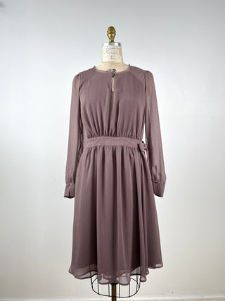 Robe en mousseline mauve cendré lavable (8)