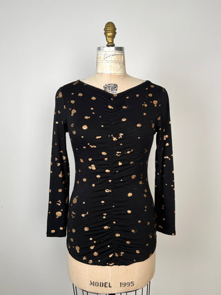 Black festive sweater with gold splash print (S)