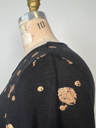 Black festive sweater with gold splash print (S)