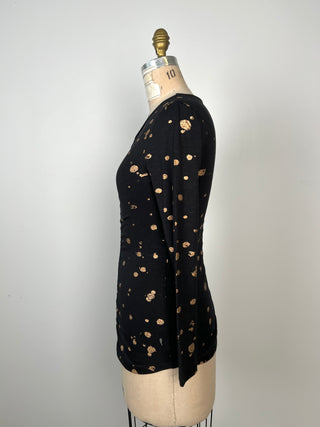 Black festive sweater with gold splash print (S)