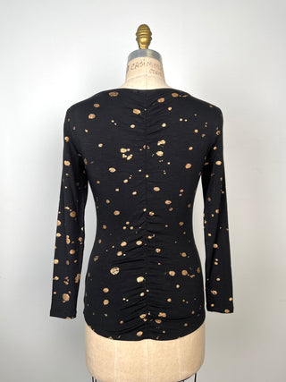 Black festive sweater with gold splash print (S)